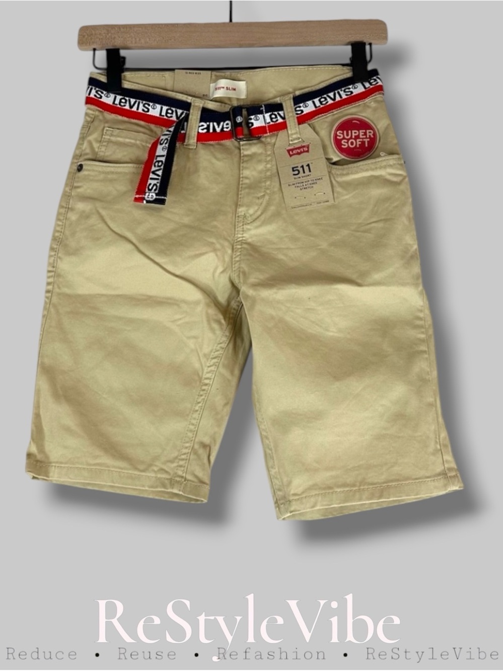 LEVI’S Youth Size 10 Reg 10R Shorts 511 Slim Fit Stretch NWT Belt Included